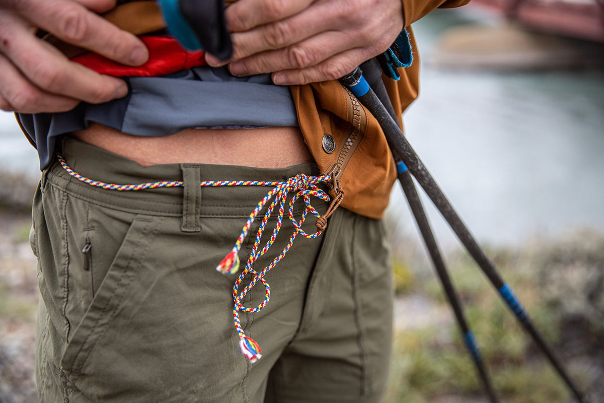 Women's hiking pants (using cord to keep REI Savanna Trails secure)